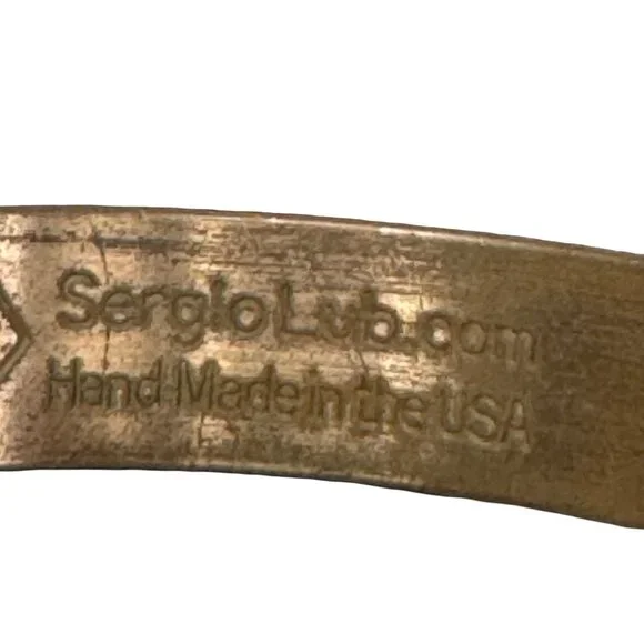 Vintage Signed Handcrafted Jade Stone Jadeite Cuff Bracelet Sergio Lub Usa - Picture 4 of 11